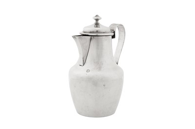 Lot 334 - A George V sterling silver hot water or hot milk pot, London 1904 by John Hunt