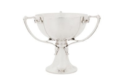 Lot 335 - A George V sterling silver ‘tyg’ trophy cup, Birmingham 1908 by Edward Souter Barnsley and Co