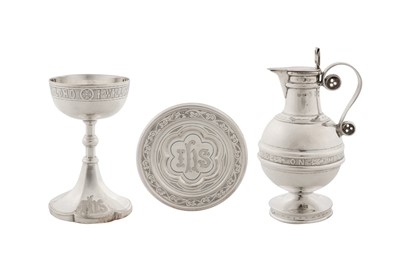 Lot 325 - A cased Victorian sterling silver travelling communion set, London 1895/96 by George Maudsley Jackson