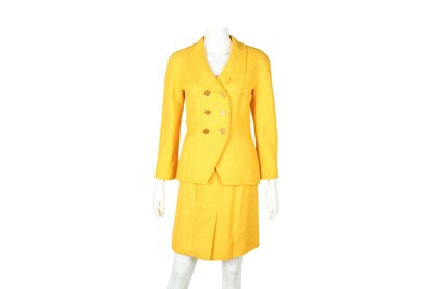 Lot 6 - Chanel Sunflower Yellow CC Skirt Suit - Size 38