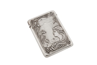 Lot 17 - An Edwardian art nouveau sterling silver card case, Birmingham 1906 by James Clark and John Sewell