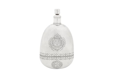 Lot 477 - A rare Queen Anne silver spirit flask, probably London circa 1705, maker’s mark ?Z (untraced)