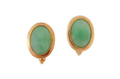 Lot 313 - A PAIR OF 14K OVAL CUFFLINKS