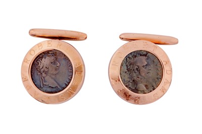 Lot 316 - A PAIR OF 18CT ROSE GOLD CUFFLINKS