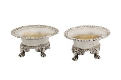 Lot 401 - A pair of George IV sterling silver salts, London 1826 by John Bridge (reg. 25th Nov 1823)