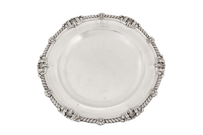 Lot 397 - HRH Prince Albert of Saxe-Coburg and Gotha - A William IV sterling silver Royal dinner plate, London 1831 by John Bridge (reg. 25th Nov 1823)