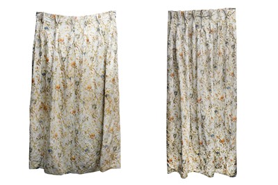 Lot 504 - TWO SILK EMBROIDERED CURTAINS OF DIFFERING SIZES