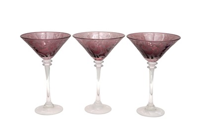 Lot 286 - A SET OF THREE MICHAEL WEEMS MARTINI GLASSES
