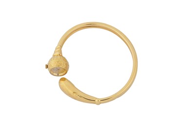 Lot 334 - UNIVERSAL GENEVE. 18CT GOLD BANGLE WATCH