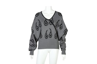 Lot 91 - Christian Dior Grey Wool Paisley Jumper - Size 12