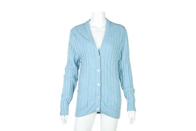Lot 106 - Yves Saint Laurent Pale Blue Cashmere Cardigan - Size 40