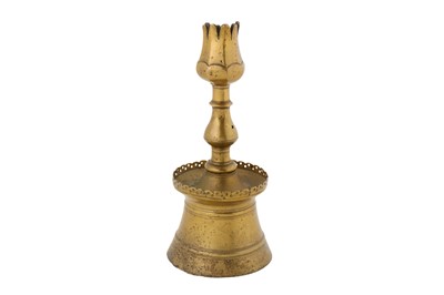 Lot 119 - A 17TH CENTURY OTTOMAN BRASS TULIP CANDLESTICK