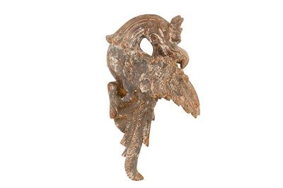 Lot 176 - A 17TH-18TH CENTURY SOUTH INDIAN TAMIL NADU CARVED AND POLYCHROMED YALI CREATURE