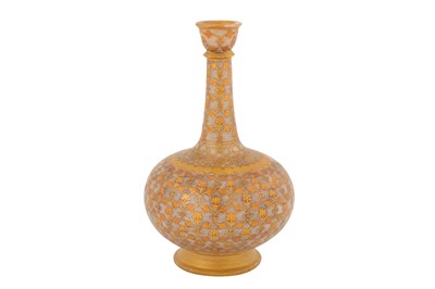 Lot 155 - A 19TH -EARLY 20TH CENTURY INDIAN CARVED STONE SURAHI BOTTLE