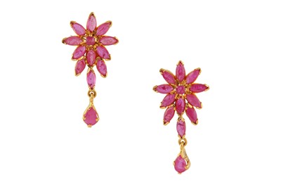 Lot 116 - A PAIR OF RUBY EARRINGS