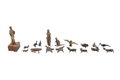 Lot 345 - A GROUP OF BRONZE AND SPELTER ANIMALS AND CLASSICAL FIGURES