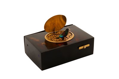 Lot 2 - A late 19th century silver mounted tortoiseshell singing bird box, probably Swiss circa 1880
