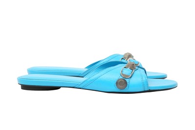 Lot 108 - Balenciaga Turquiose Cagole Flat Sandal - Size 37