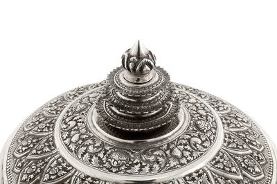 Lot 153 - A mid-20th century Cambodian silver covered dish on stand (Tok), circa 1940