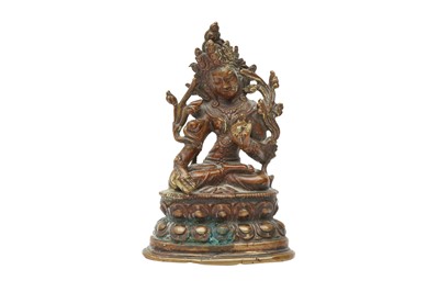 Lot 182 - A SMALL SINO-TIBETAN COPPER-ALLOY FIGURE OF TARA