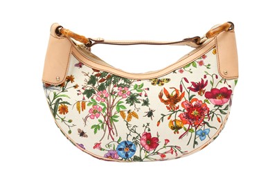 Lot 41 - Gucci Floral Mors Bamboo Hobo Bag