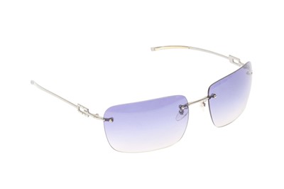 Lot 125 - Gucci Blue Rimless Rectangular Sunglasses