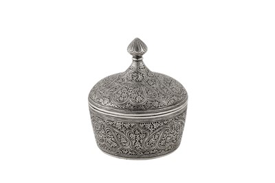 Lot 93 - A rare mid to late 19th century Anglo - Indian silver butter dish, Kashmir circa 1870
