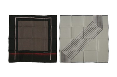 Lot 395 - Balenciaga Two Geometric Silk Scarfs