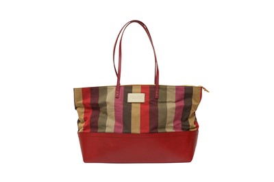 Lot 80 - Fendi Bordeaux Pequin Stripe Roll Tote