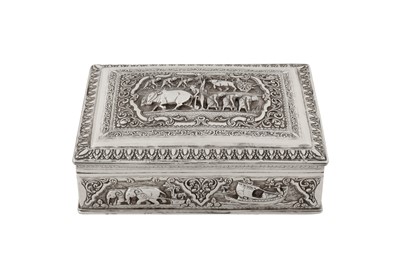 Lot 142 - A mid-20th century Burmese silver cigar casket or box, Rangoon circa 1950