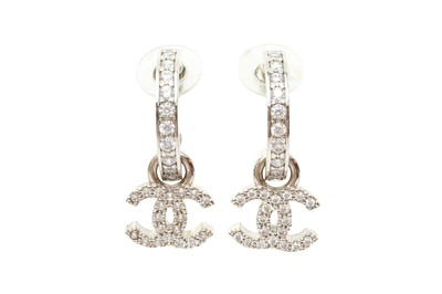 Lot 355 - Chanel Half Hoop CC Drop Pierced Earrings