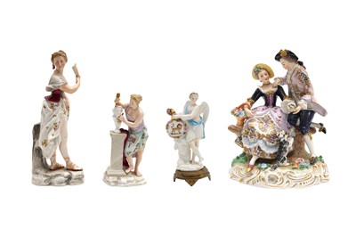 Lot 197 - A GROUP OF FOUR GERMAN PORCELAIN FIGURES, 19TH AND 20TH CENTURY