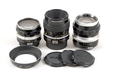 Lot 228 - Group of Three Nikon Manual Focus Prime Lenses.