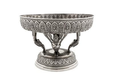 Lot 152 - A mid-20th century Cambodian silver dish on stand (Tok), circa 1940 marked MOL