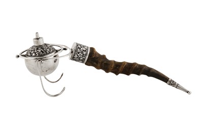 Lot 110 - A late 19th century Anglo – Indian unmarked silver table lighter, Cutch circa 1880