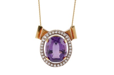 Lot 134 - UNO-A-ERRE Ι AN AMETHYST AMD DIAMOND PENDANT NECKLACE