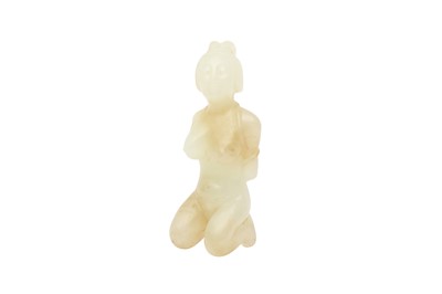 Lot 292 - A SMALL CHINESE PALE-CELADON JADE 'ANATOMICAL' CARVING