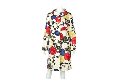Lot 53 - Moschino Cream Linen Floral Print Coat - Size 44