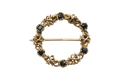 Lot 19A - A 9CT GOLD SAPPHIRE BROOCH, CIRCA 1990