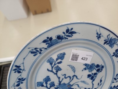 Lot 423 - A CHINESE BLUE AND WHITE 'FLORAL' DISH
