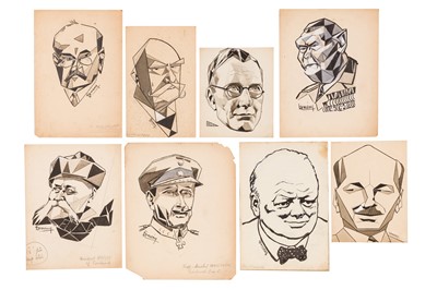 Lot 196 - Domeny. Cubist artist. Original 'War' portraits, [1940's]