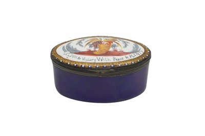 Lot 170 - A BILSTON ENAMEL NELSON PATCH BOX, LATE 18TH CENTURY/EARLY 19TH CENTURY