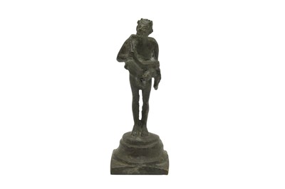 Lot 369 - A GRAND TOUR PATINATED BRONZE SCULPTURE OF A FAUN, 19TH CENTURY