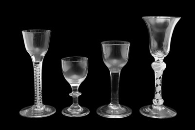 Lot 316 - A GROUP OF FOUR 18TH CENTURY DRINKING GLASSES