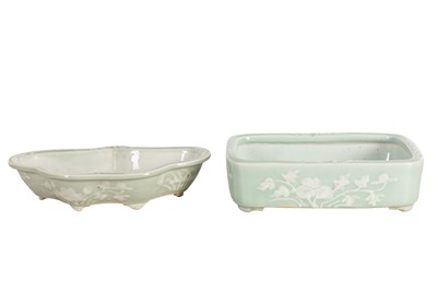 Lot 133 - TWO CHINESE CELADON-GLAZED JARDINIERES