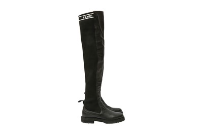 Lot 397 - Fendi Black Rockoko Thigh High Boot - Size 37