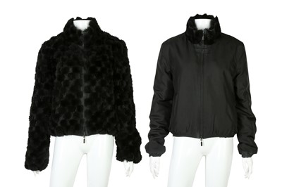 Lot 393 - Armani Collezioni Black Fur Reversible Jacket - Size 42