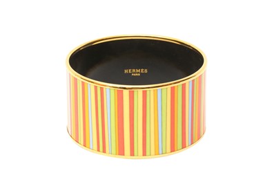 Lot 4 - Hermes Multi Stripe Enamel Bangle - Size 70