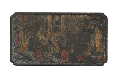 Lot 593 - A CHINESE PAINTED INK CAKE