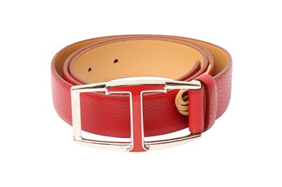 Lot 61 - Tod's Red T Enamel Buckle Belt - Size 90
